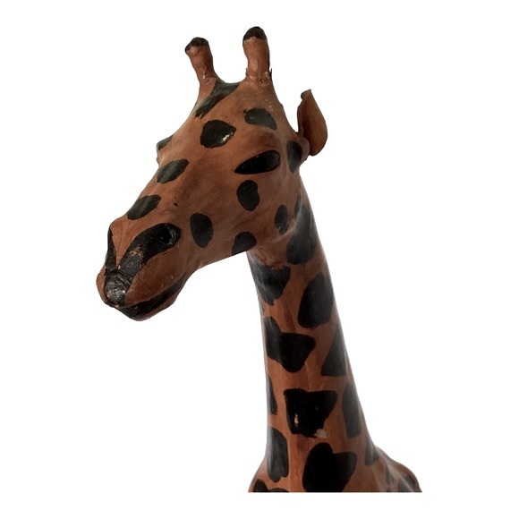 Leather Wrapped Giraffe Figurine Handmade And Painted With Glass Eyes VTG EUC - Picture 6 of 16